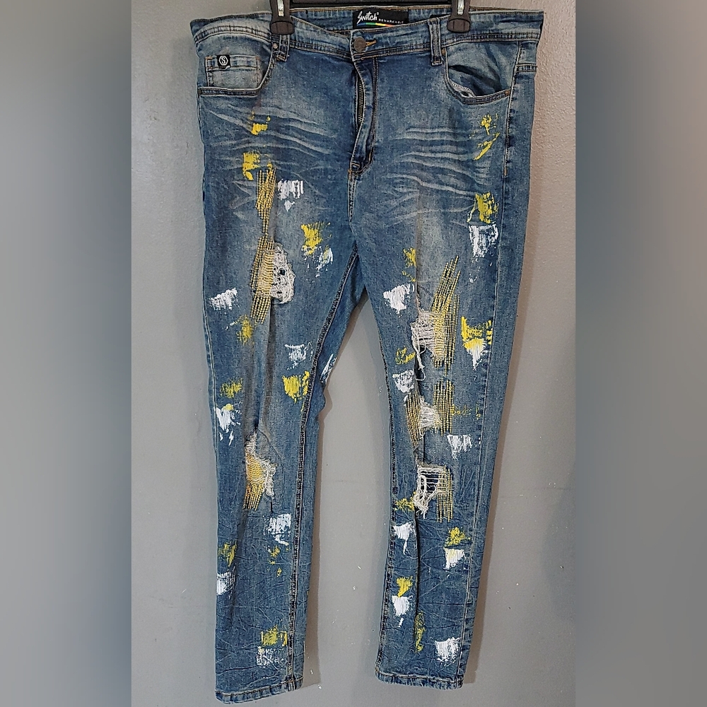 Switch Remarkable Bold Blue Distressed Slimtaperfit‎  Jeans 42×32